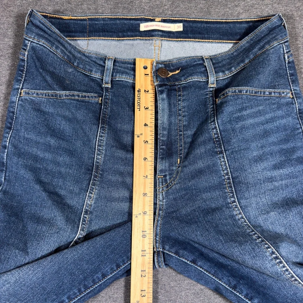 Levi's 725 High Rise Bootcut Jeans Women Size 30 Blue Stretch Denim Bobo Fairy - Picture 6 of 9
